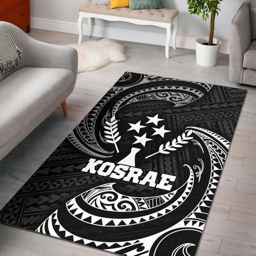Kosrae Micronesia Area Rug - White Tribal Wave