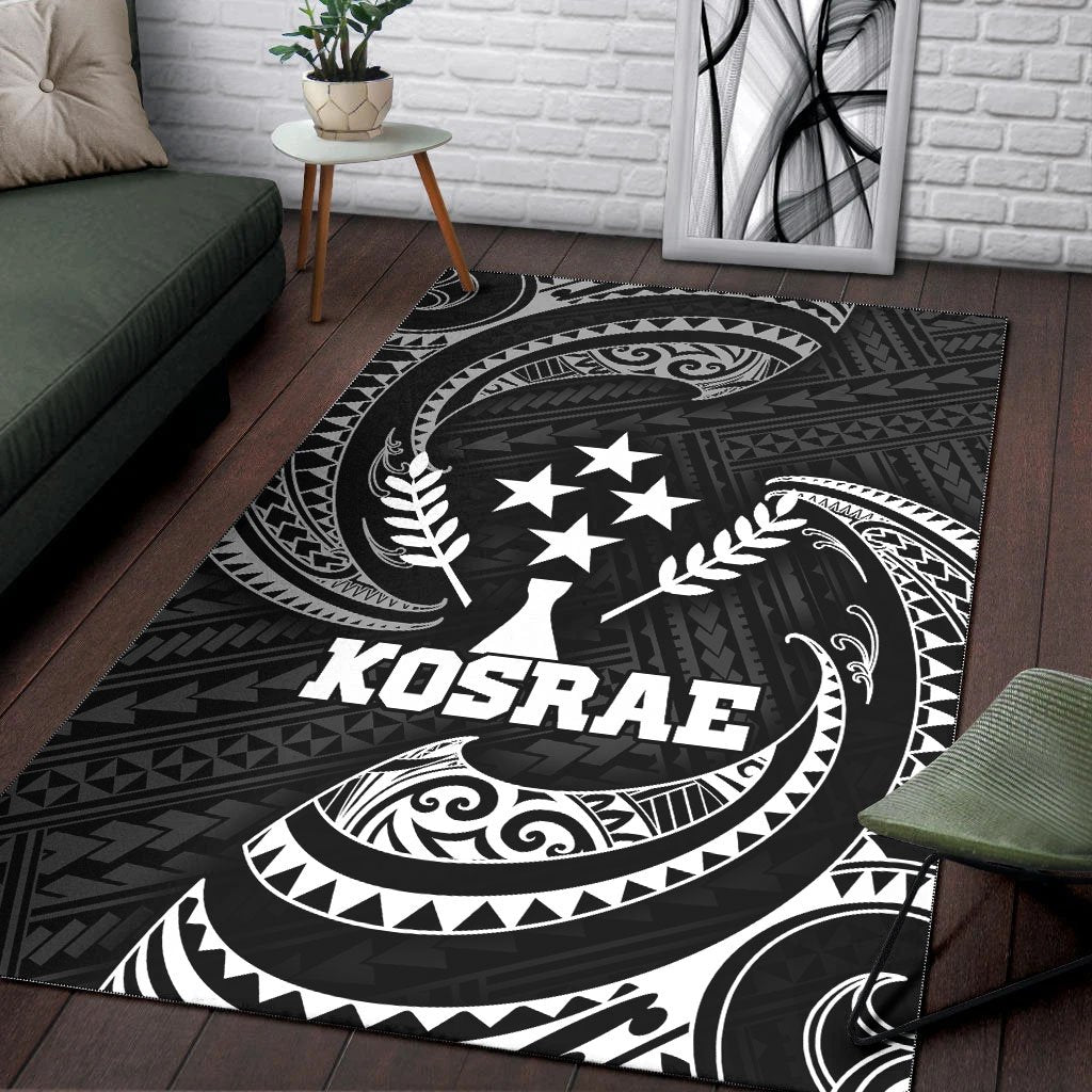 Kosrae Micronesia Area Rug - White Tribal Wave