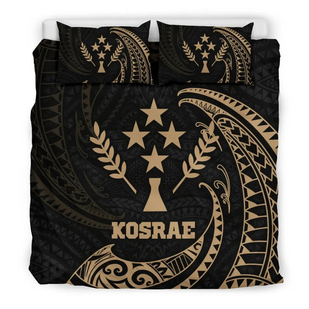 Kosrae Micronesia Bedding Set - Gold Tribal Wave