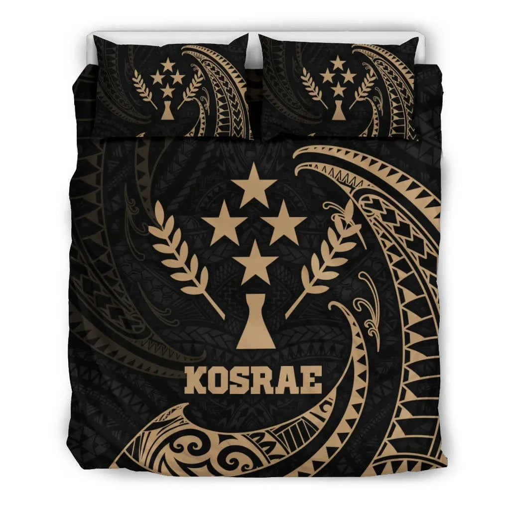 Kosrae Micronesia Bedding Set - Gold Tribal Wave