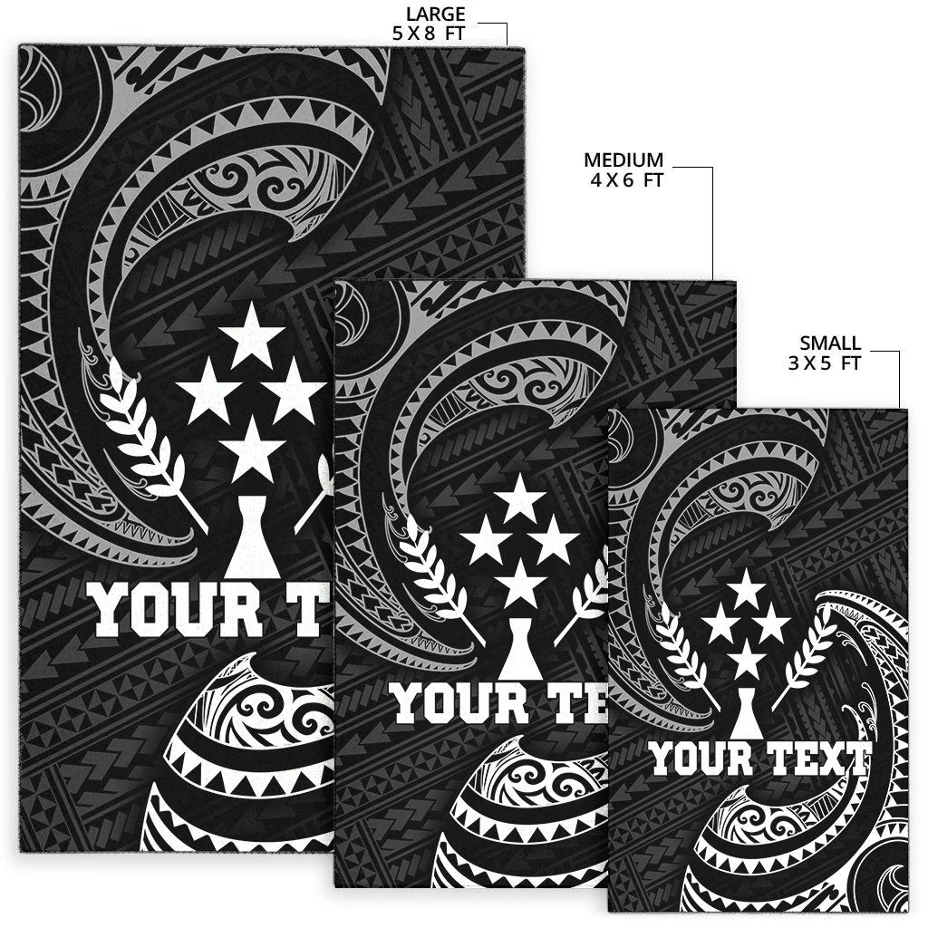 Kosrae Micronesia Custom Personalised Area Rug - White Tribal Wave