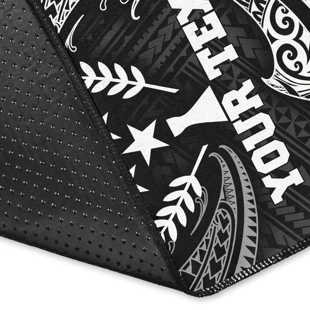 Kosrae Micronesia Custom Personalised Area Rug - White Tribal Wave