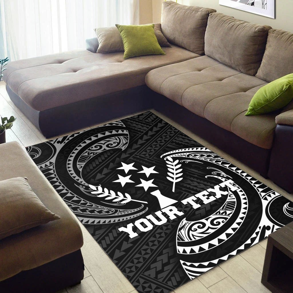 Kosrae Micronesia Custom Personalised Area Rug - White Tribal Wave