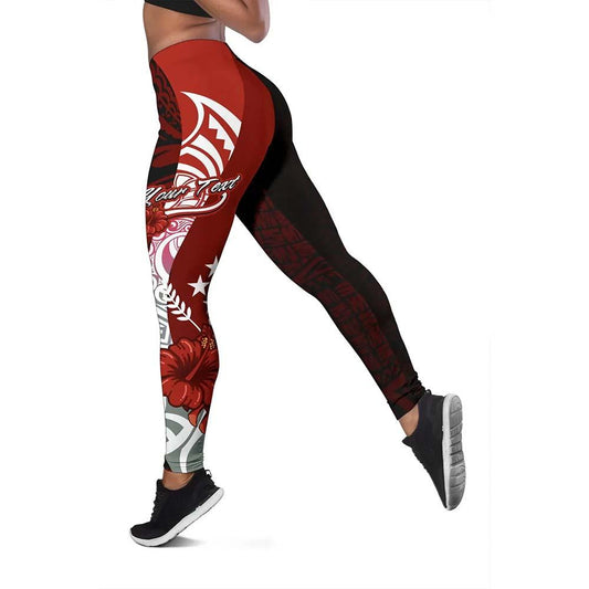 Kosrae Micronesia Custom Personalised Legging  - Coat Of Arm With Hibiscus