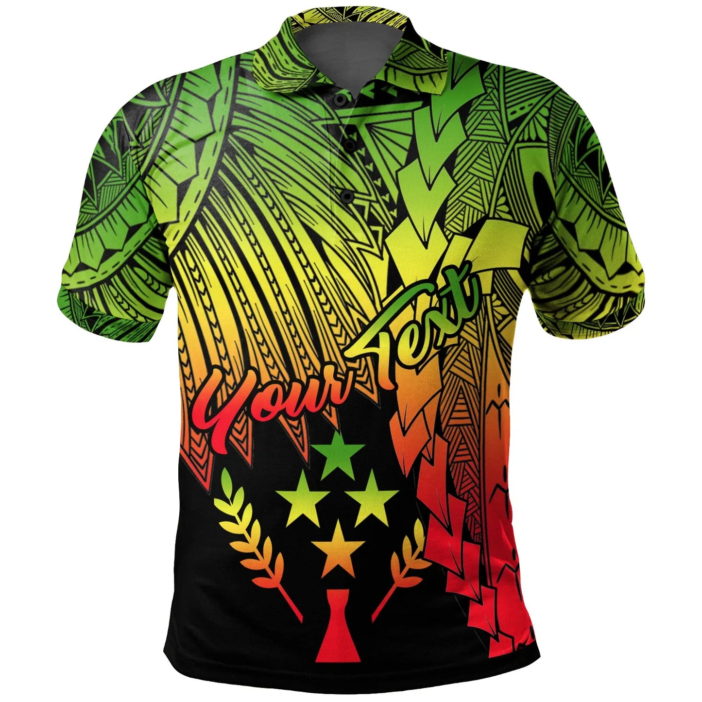 Kosrae Micronesia Custom Personalised Polo - Tribal Wave Tattoo Reggae