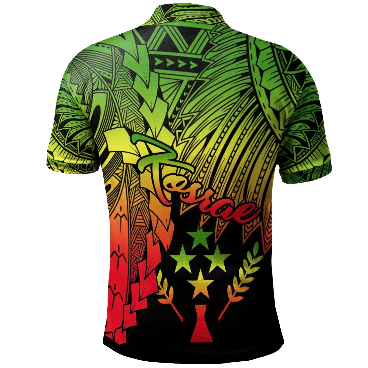 Kosrae Micronesia Custom Personalised Polo - Tribal Wave Tattoo Reggae