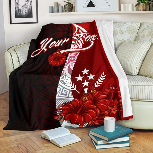 Kosrae Micronesia Custom Personalised Premium Blanket - Coat Of Arm With Hibiscus