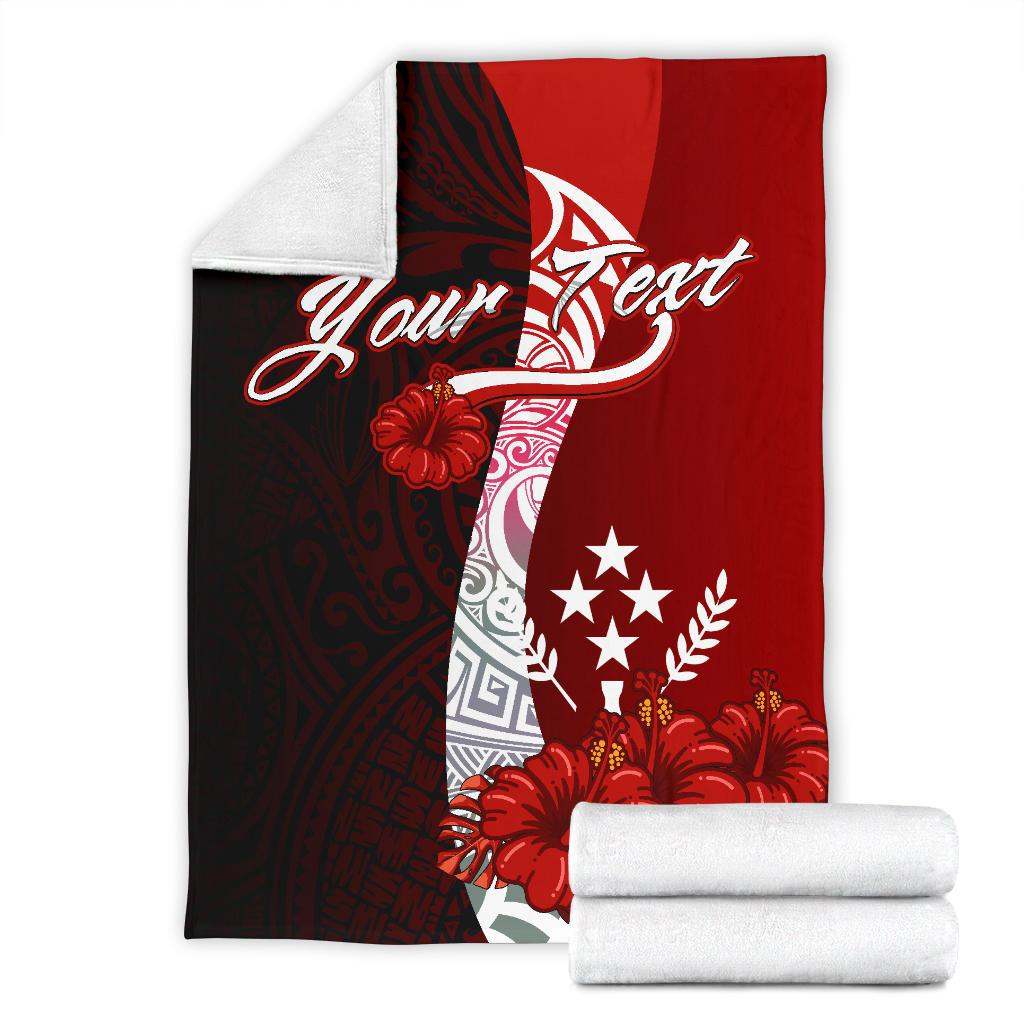 Kosrae Micronesia Custom Personalised Premium Blanket - Coat Of Arm With Hibiscus