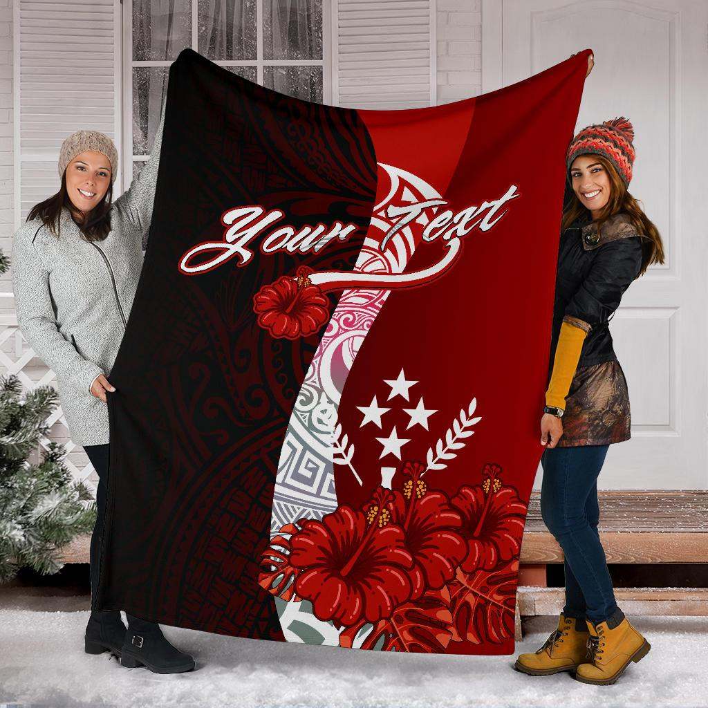 Kosrae Micronesia Custom Personalised Premium Blanket - Coat Of Arm With Hibiscus