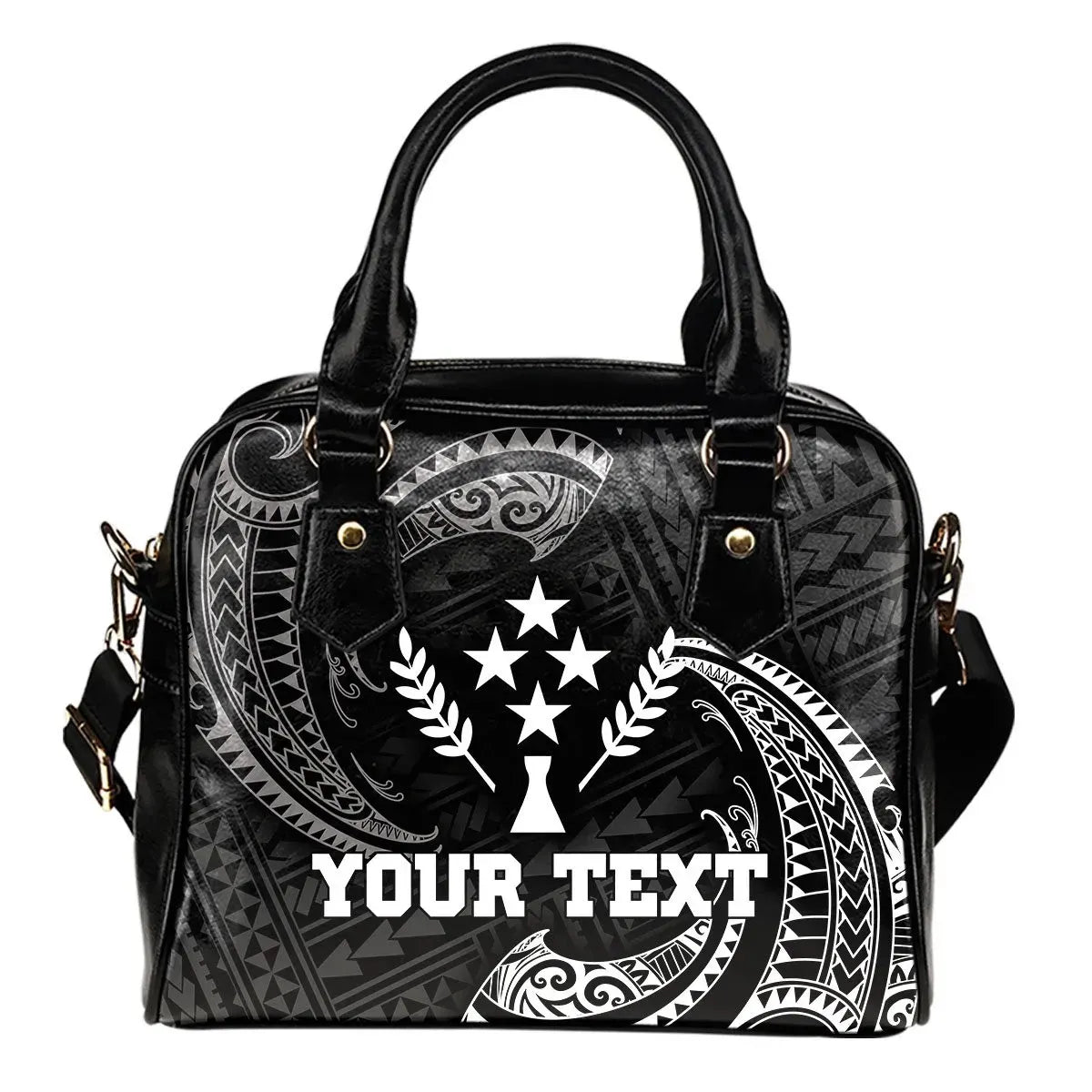 Kosrae Micronesia Custom Personalised Shoulder Handbag - White Tribal Wave