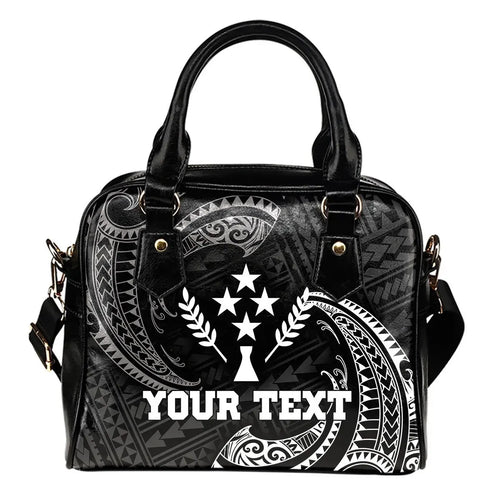Kosrae Micronesia Custom Personalised Shoulder Handbag - White Tribal Wave