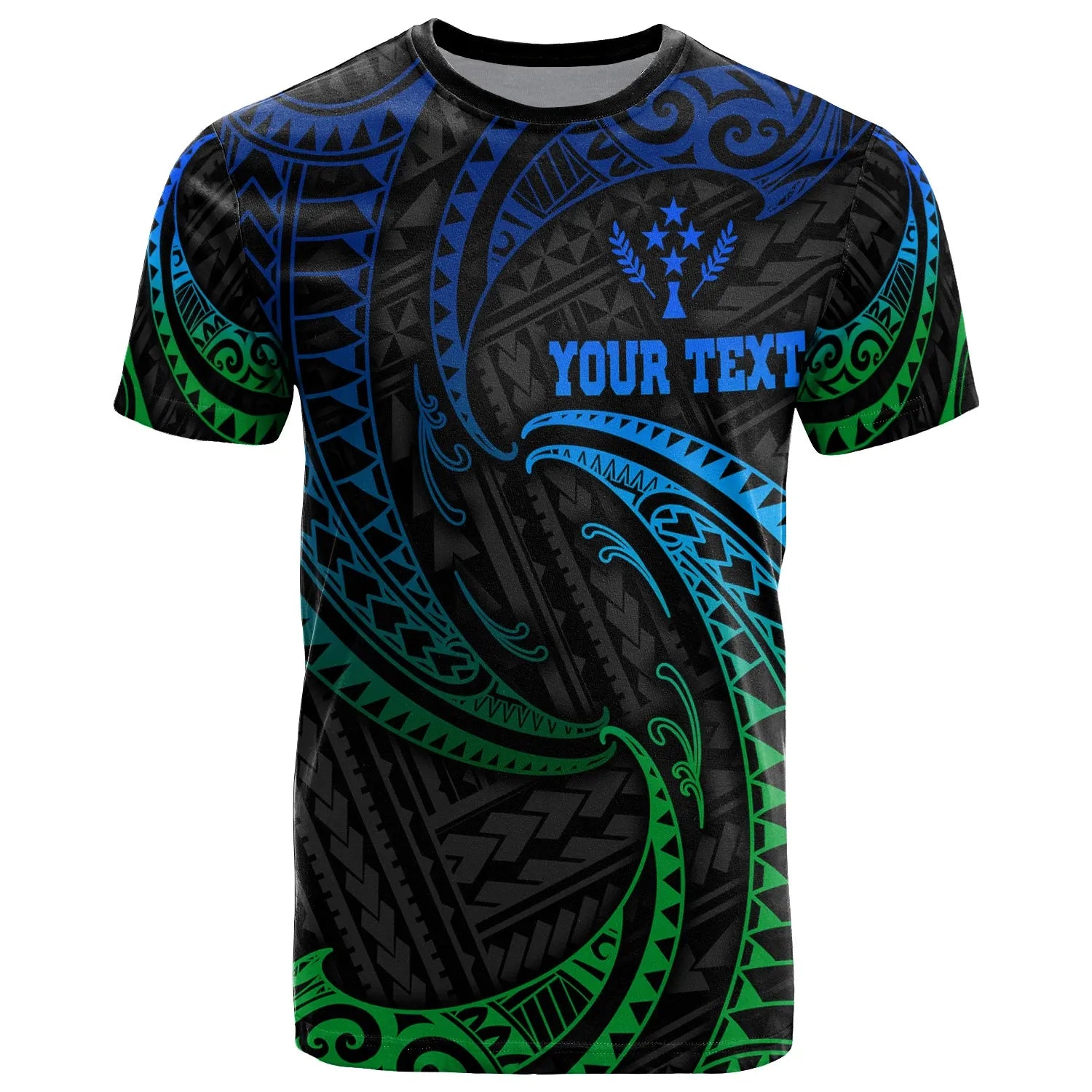 Kosrae Micronesia Custom Personalised T-Shirt - Blue Tribal Wave Ver.02