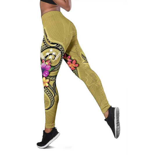 Kosrae Micronesia Legging - Floral With Seal Gold