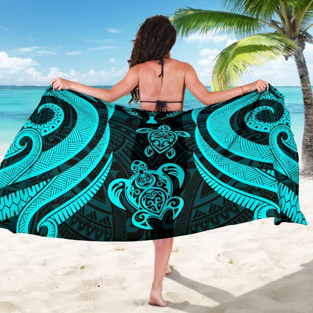 Kosrae Micronesia Sarong - Tentacle Turtle Turquoise