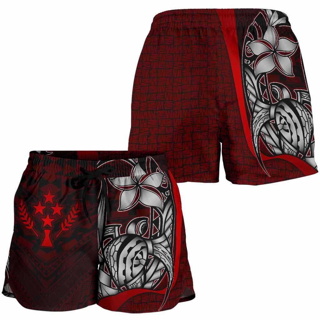 Kosrae Micronesia Women Shorts Red - Turtle With Hook