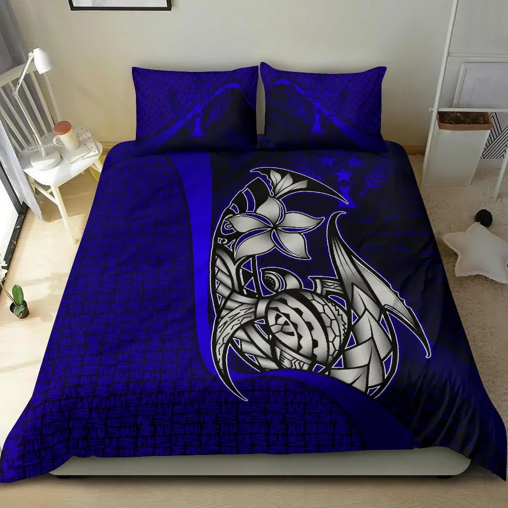 Kosrae Micronesian Bedding Set Blue - Turtle With Hook