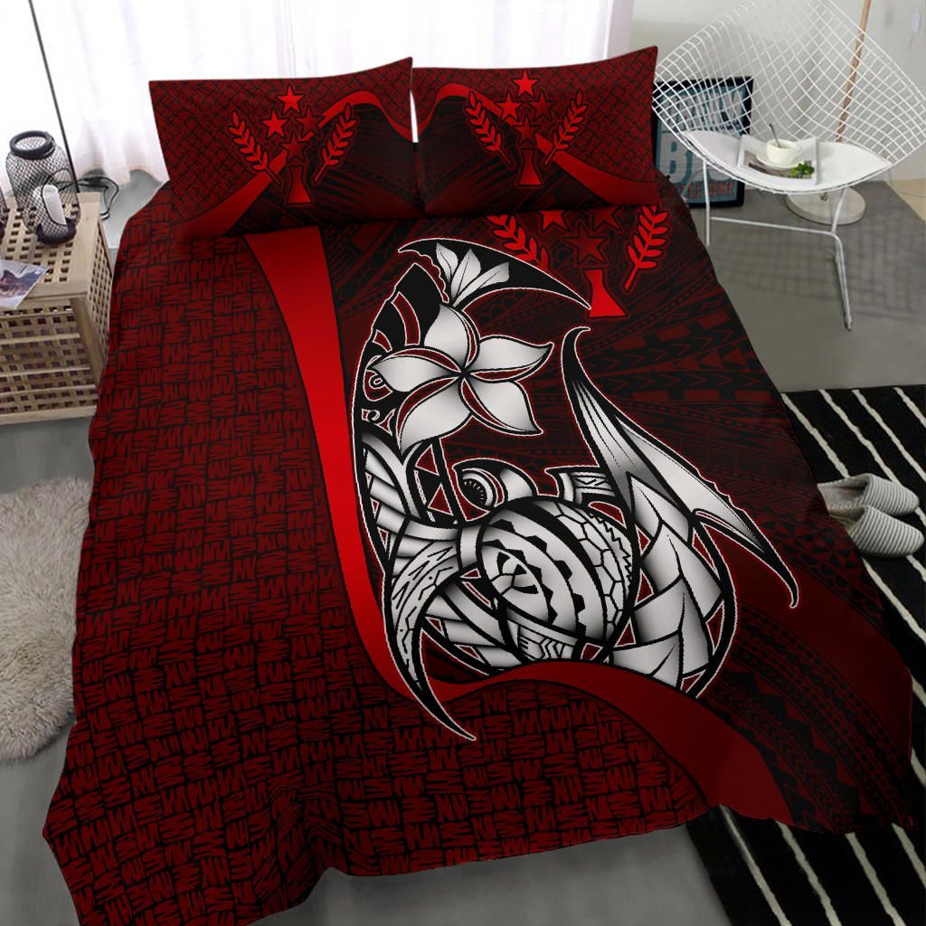 Kosrae Micronesian Bedding Set Red - Turtle With Hook