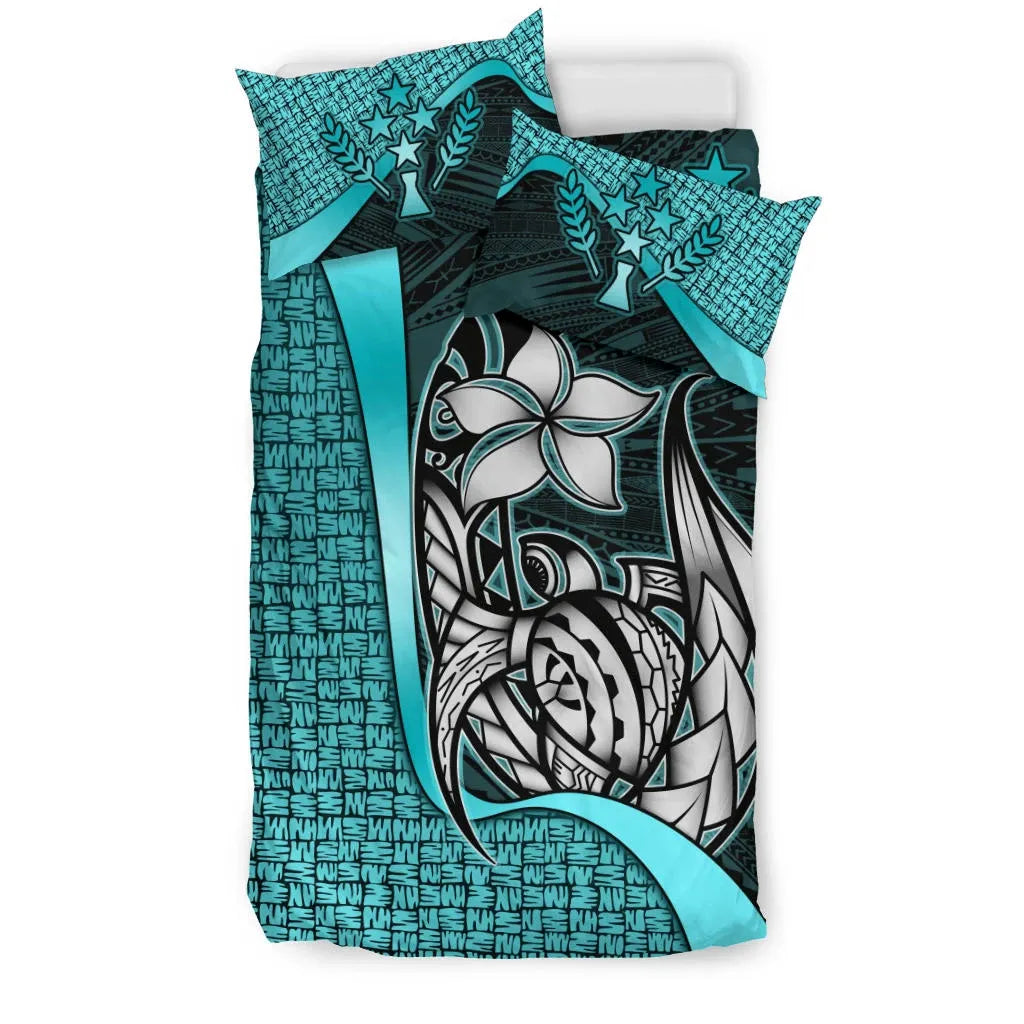 Kosrae Micronesian Bedding Set Turquoise - Turtle With Hook