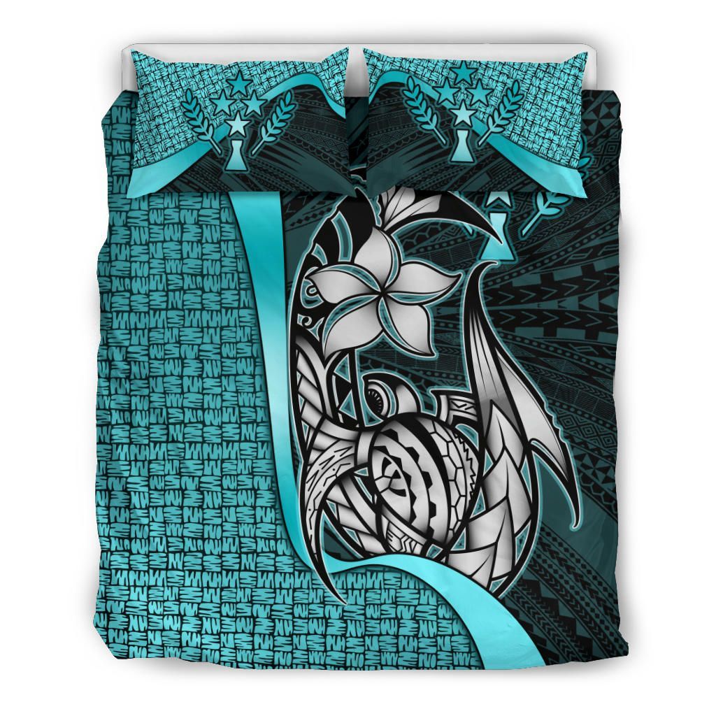 Kosrae Micronesian Bedding Set Turquoise - Turtle With Hook