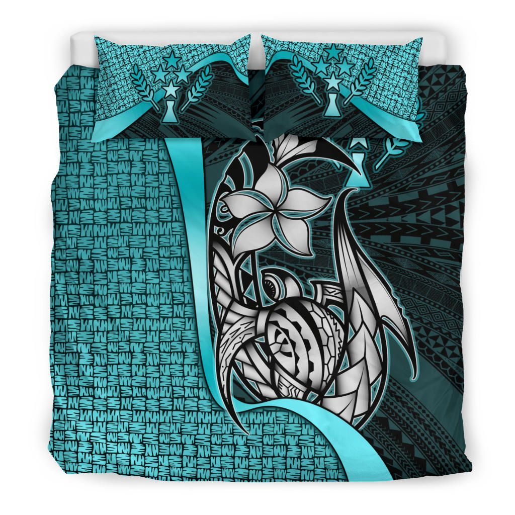 Kosrae Micronesian Bedding Set Turquoise - Turtle With Hook