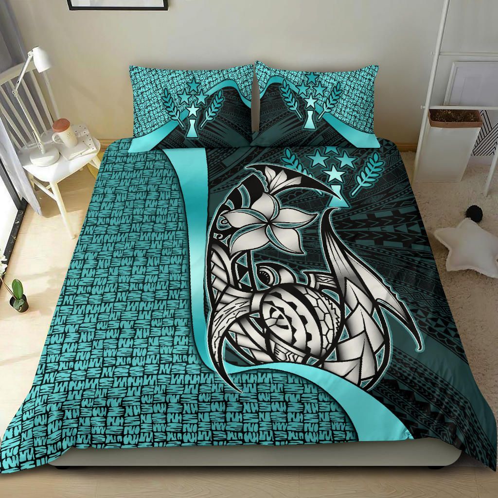 Kosrae Micronesian Bedding Set Turquoise - Turtle With Hook