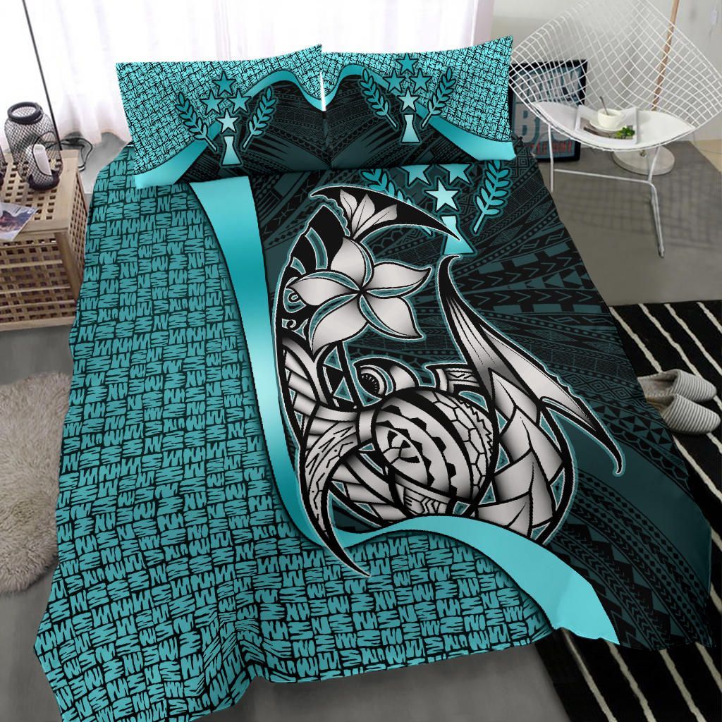 Kosrae Micronesian Bedding Set Turquoise - Turtle With Hook