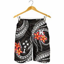 Kosrae Micronesian Men Shorts - Black Plumeria