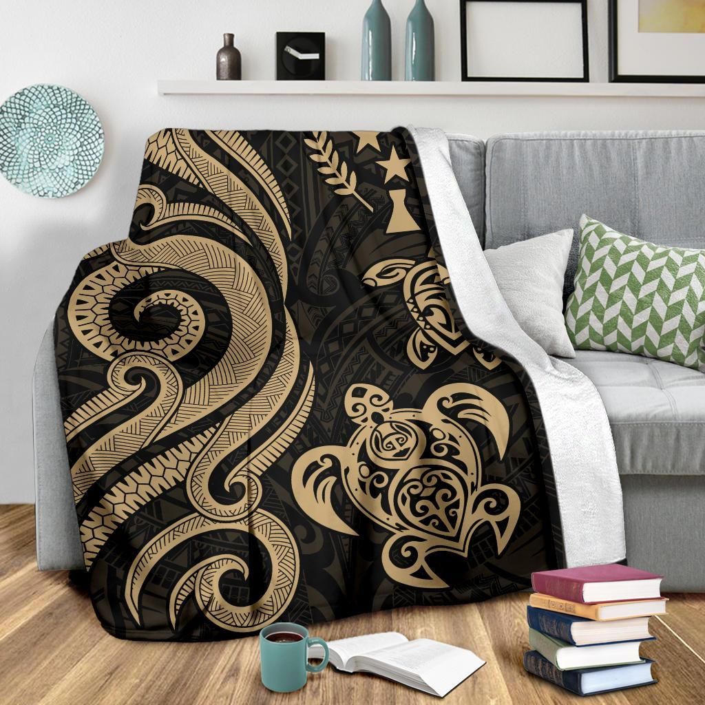 Kosrae Micronesian Premium Blanket - Gold Tentacle Turtle