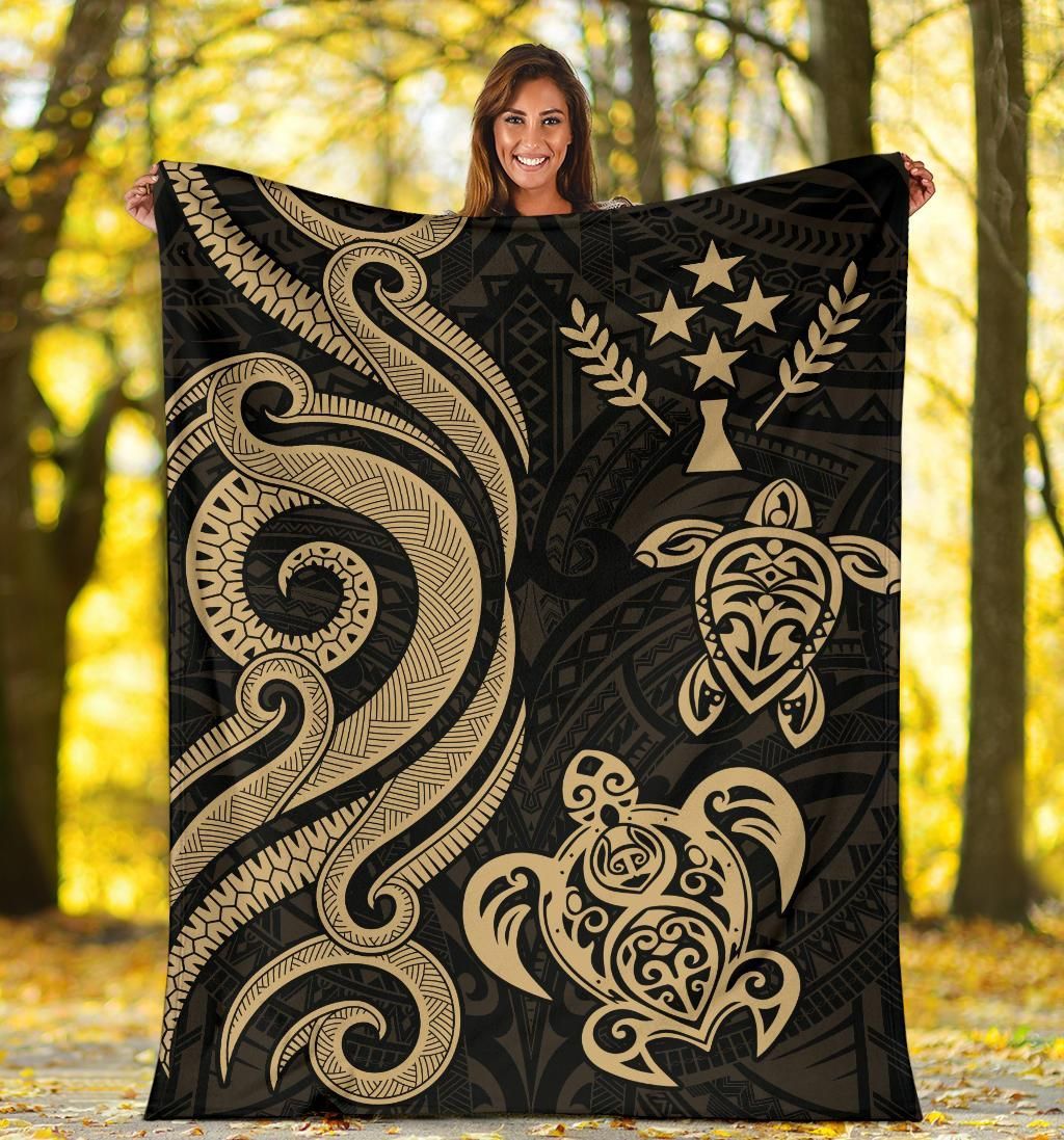 Kosrae Micronesian Premium Blanket - Gold Tentacle Turtle