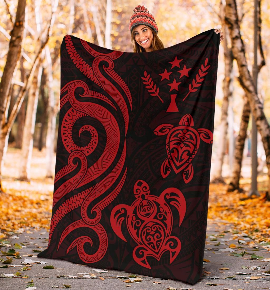 Kosrae Micronesian Premium Blanket - Red Tentacle Turtle