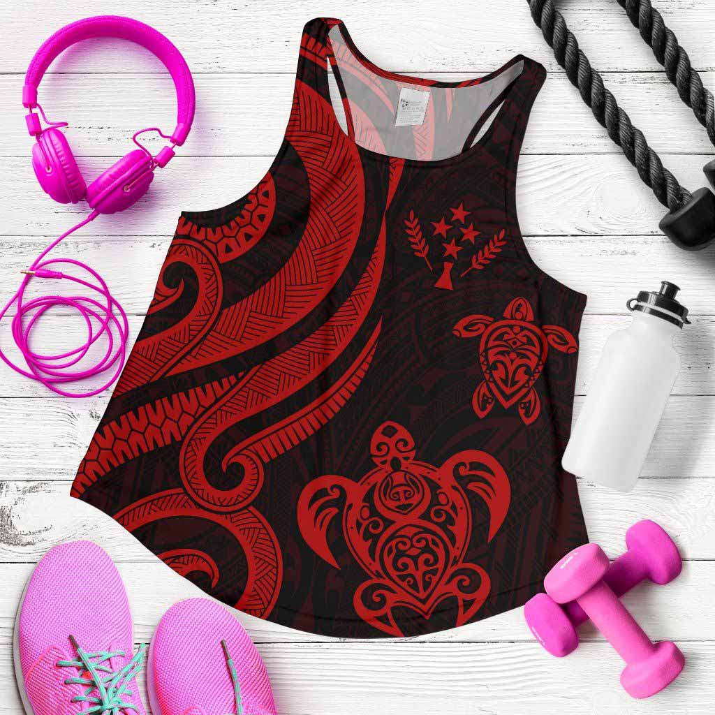 Kosrae Micronesian Women Racerback Tank - Red Tentacle Turtle