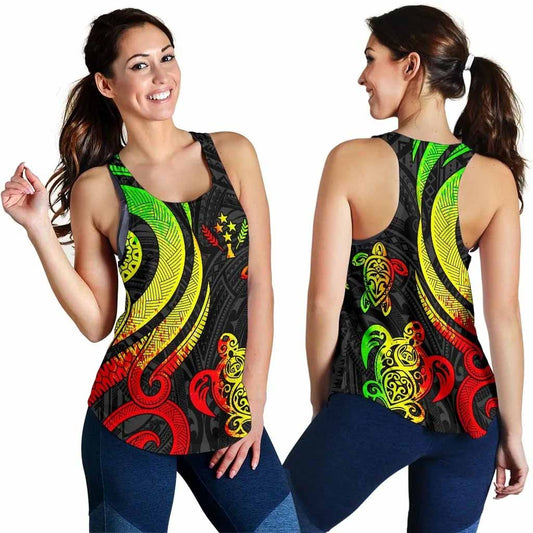 Kosrae Micronesian Women Racerback Tank - Reggae Tentacle Turtle