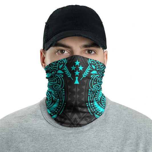 Kosrae Neck Gaiter - Floral Tattoo Neon Blue