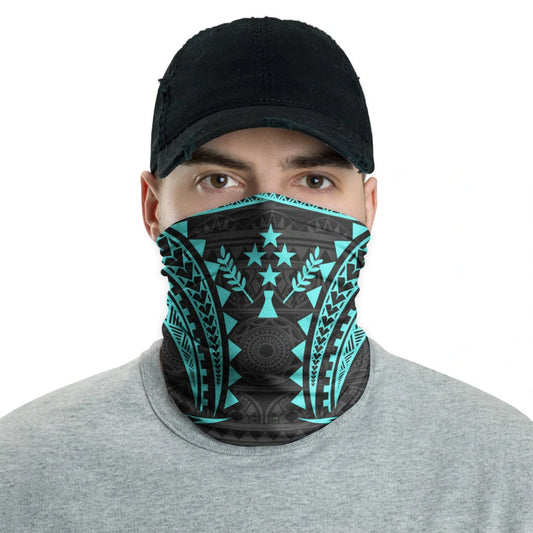Kosrae Neck Gaiter - Tribal Pattern Turquoise