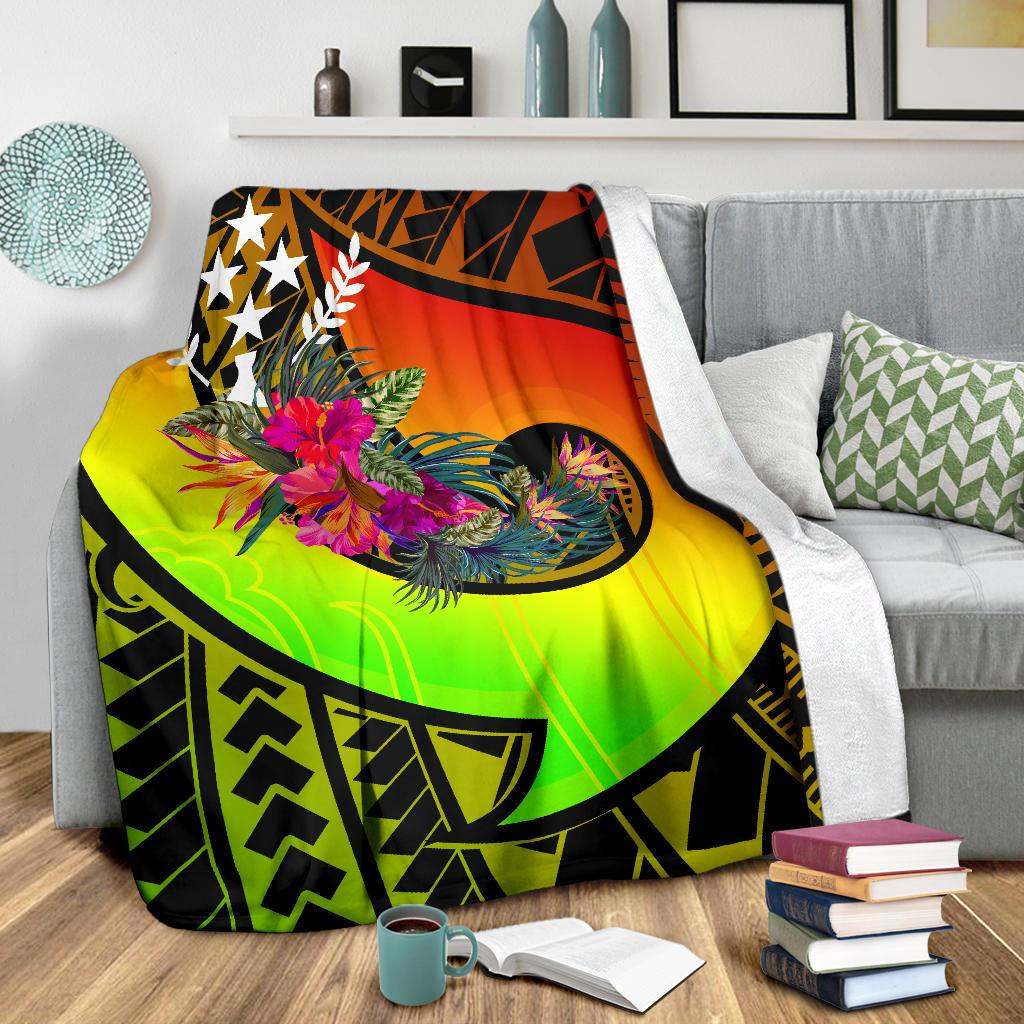 Kosrae Pemium Blanket - Polynesian Hook And Hibiscus (Reggae)