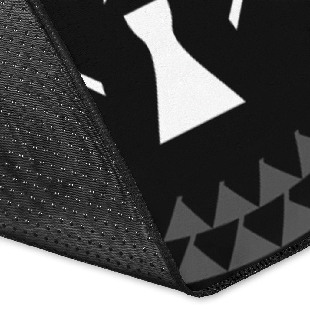 Kosrae Personalised Area Rug - Kosrae Flag In Polynesian Tattoo Style (Black)