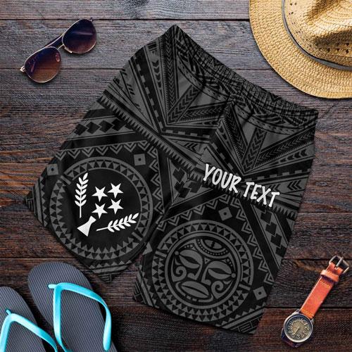 Kosrae Personalised Men Short - Kosrae Flag In Polynesian Tattoo Style (Black)