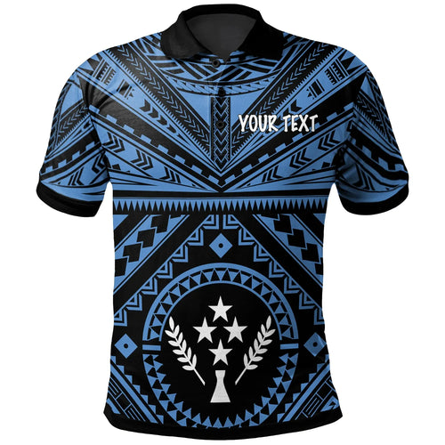 Kosrae Personalised Polo Shirt - Kosrae Flag In Polynesian Tattoo Style (Blue)
