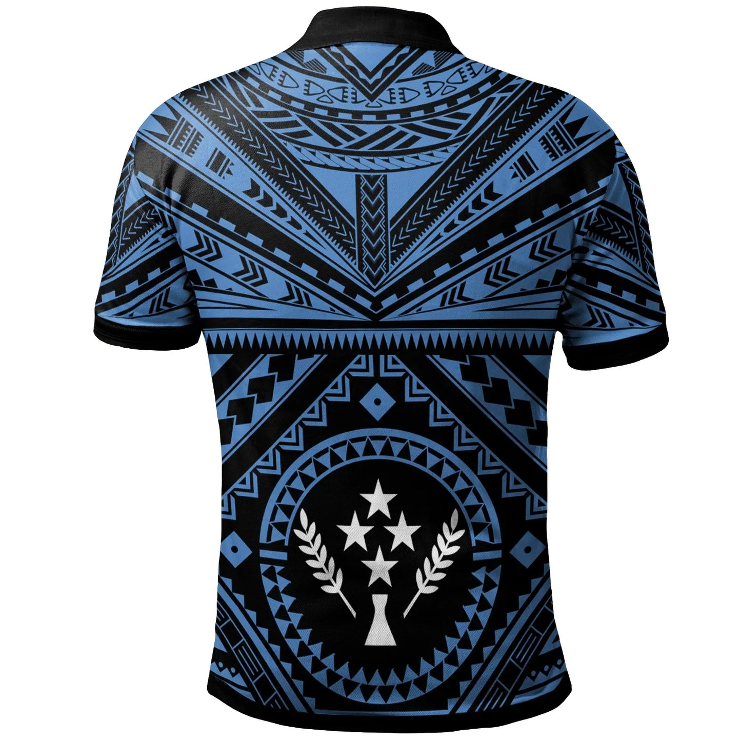 Kosrae Personalised Polo Shirt - Kosrae Flag In Polynesian Tattoo Style (Blue)