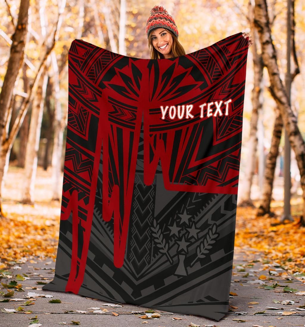 Kosrae Personalised Premium Blanket - Kosrae Seal In Heartbeat Patterns Style (Red)