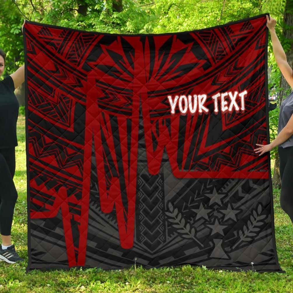 Kosrae Personalised Premium Quilt - Kosrae Seal In Heartbeat Patterns Style (Red)