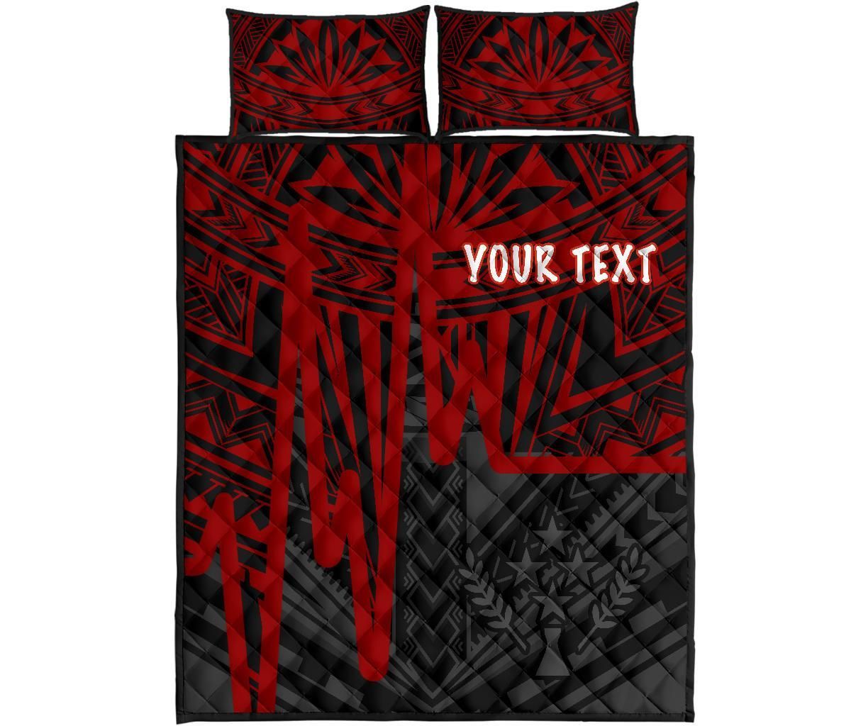 Kosrae Personalised Quilt Bed Set - Kosrae Seal In Heartbeat Patterns Style (Red)