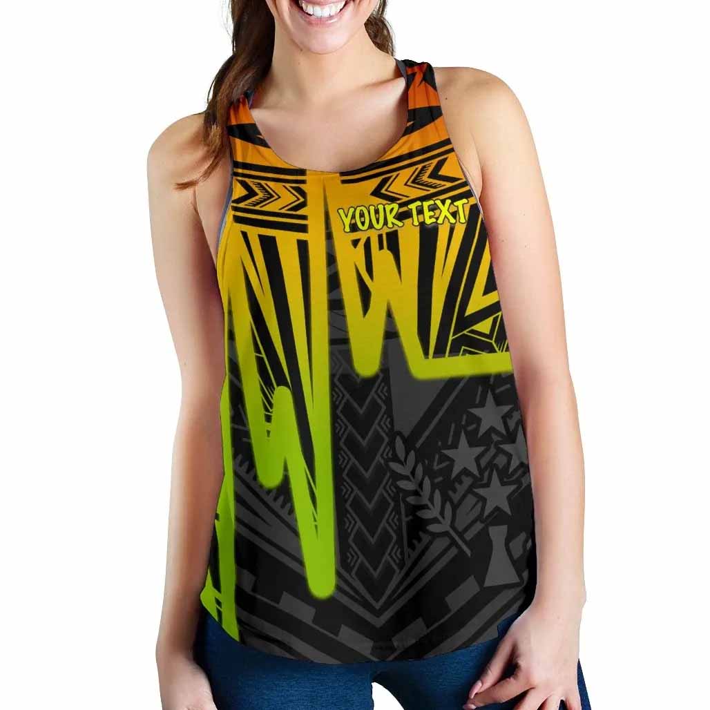 Kosrae Personalised Women Racerback Tank - Kosrae Seal In Heartbeat Patterns Style (Reggea)