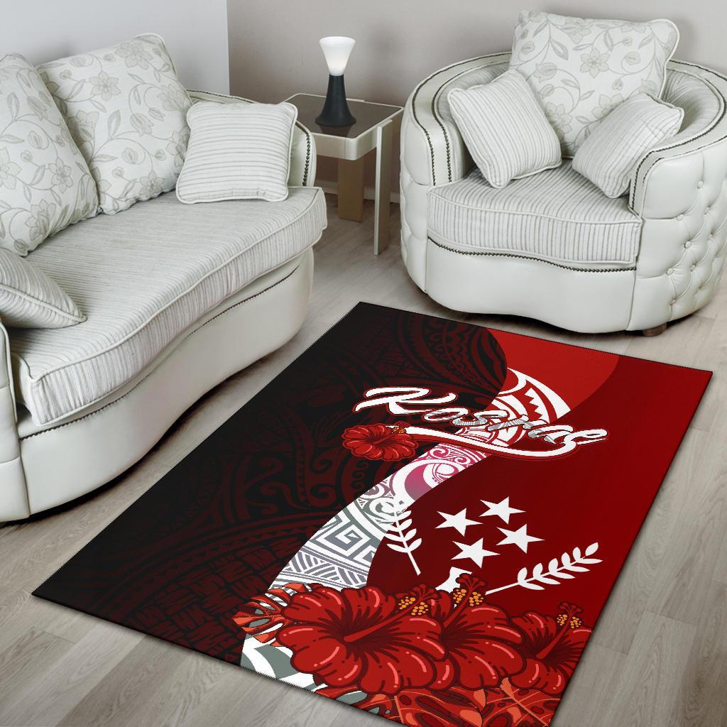 Kosrae Polynesian Area Rug - Coat Of Arm With Hibiscus