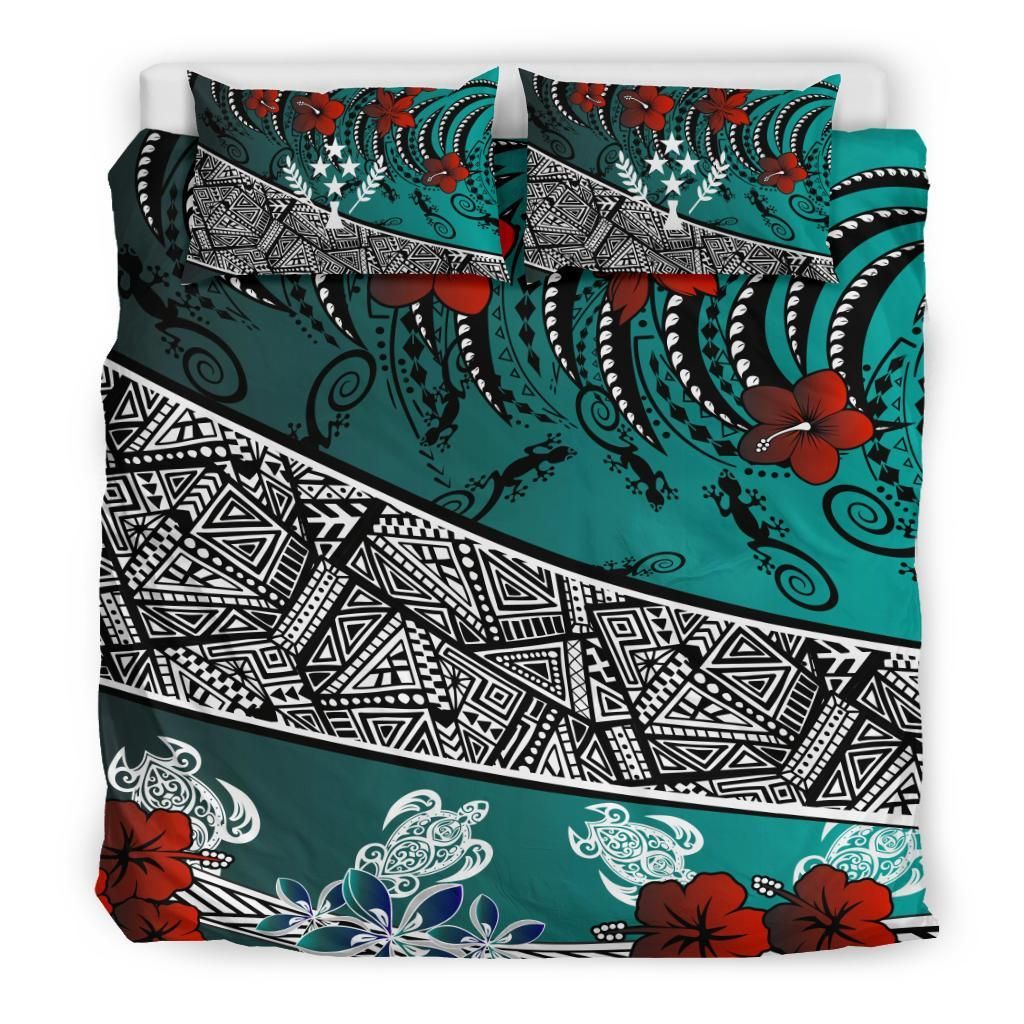 Kosrae Polynesian Bedding Set - Lizard And Turtle Green