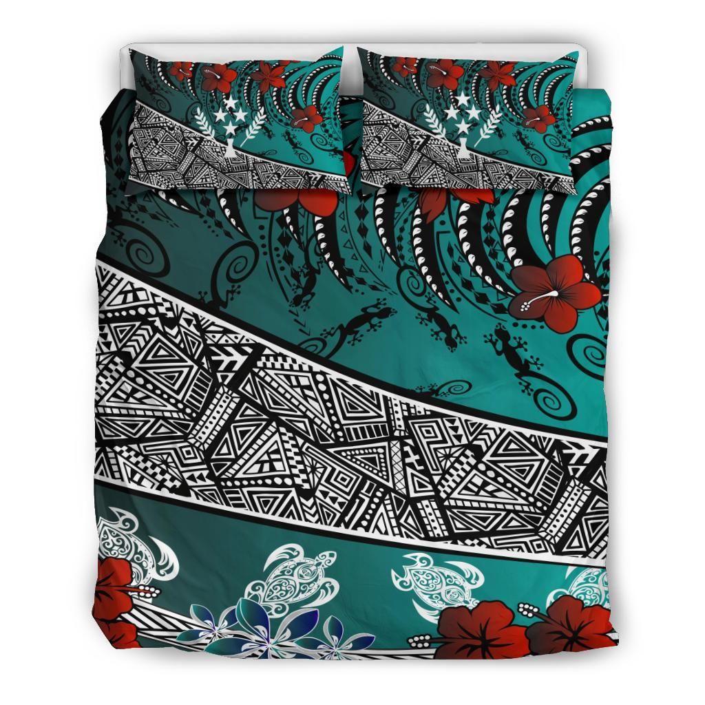 Kosrae Polynesian Bedding Set - Lizard And Turtle Green