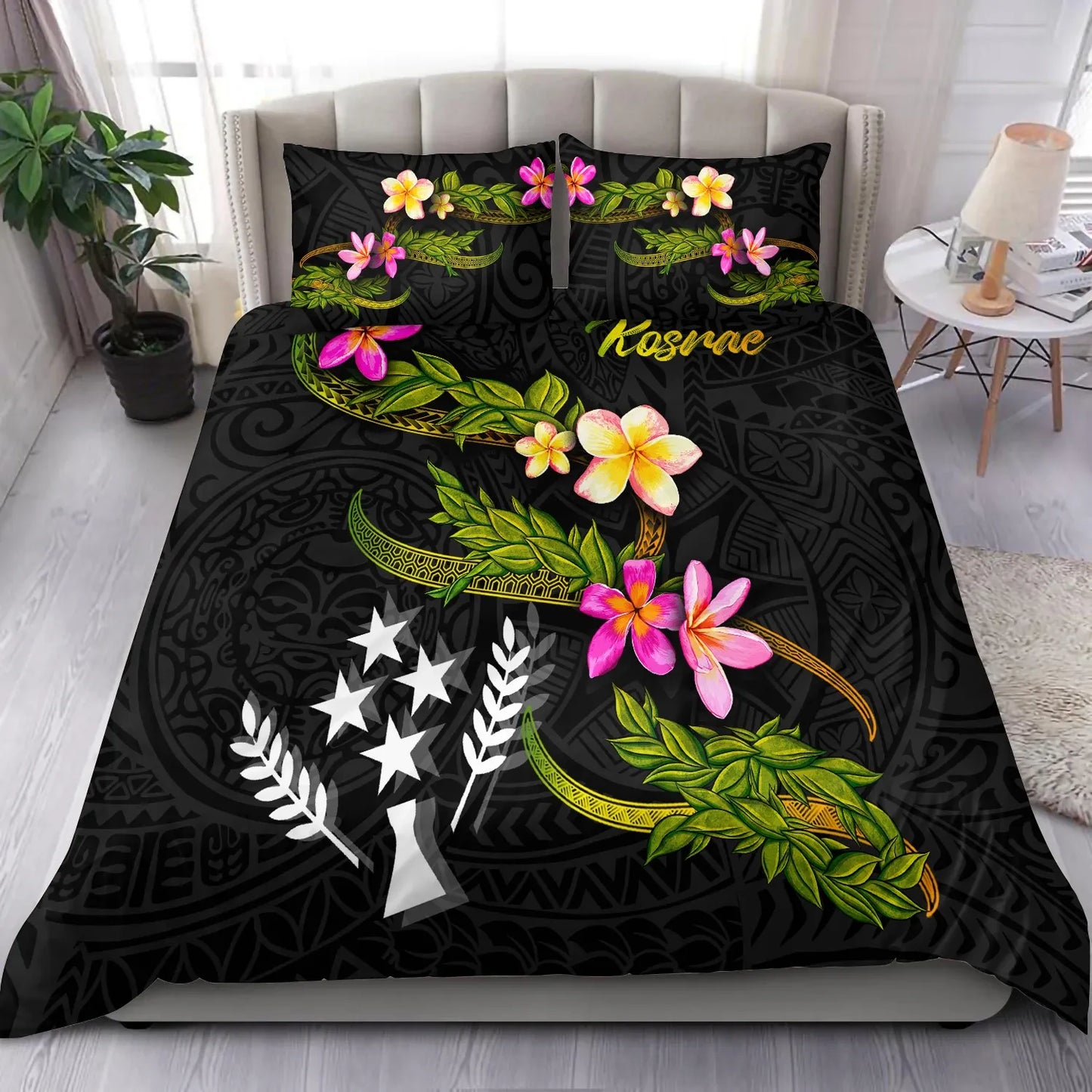 Kosrae Polynesian Bedding Set - Plumeria Tribal