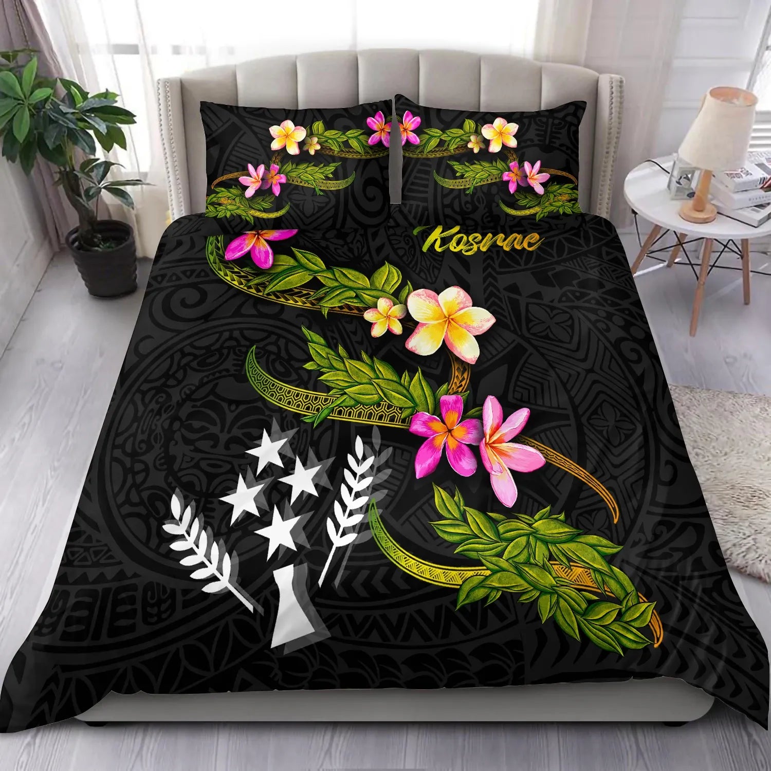 Kosrae Polynesian Bedding Set - Plumeria Tribal