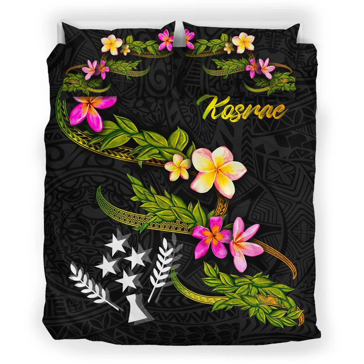 Kosrae Polynesian Bedding Set - Plumeria Tribal