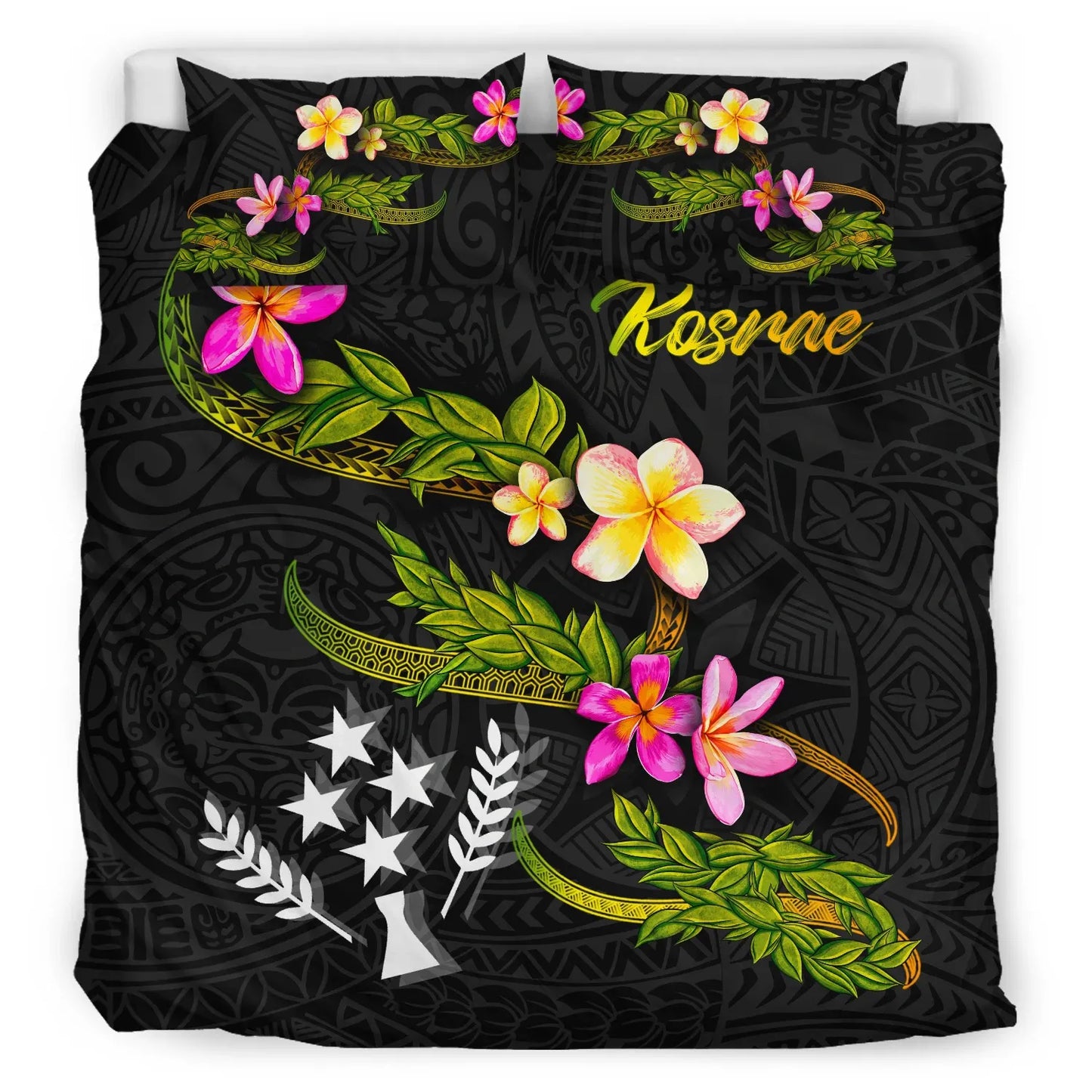 Kosrae Polynesian Bedding Set - Plumeria Tribal